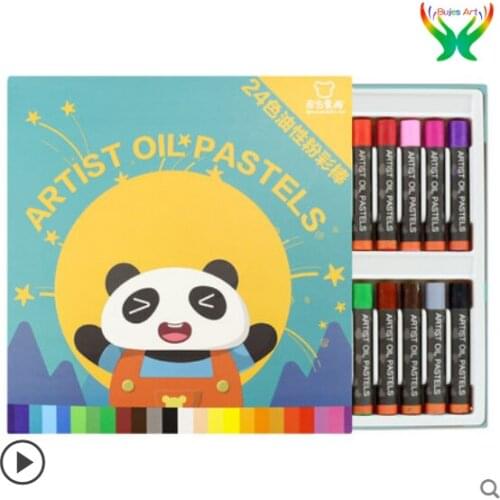 Heavy color oil painting stick oily pastel stick 24 color primary school childrens art painting brush art supplies