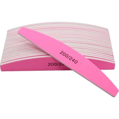 50pcs Nail File 200/240 Nail Art Sanding Files Block Sandpaper Buffing Curve Manicure Nail Tools Pink Boat Design wholesale