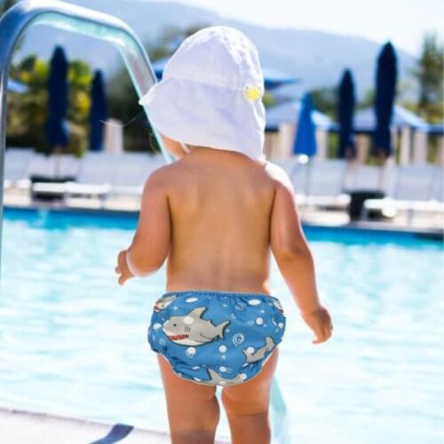 Megartico Reusable Baby Swim Diapers Breathable Waterproof Swim Wear for Infant And Newborn Blue Shark Adjustable Baby Shower