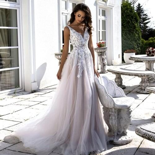 Boho Wedding Dresses V Neck A Line Lace Appliques Beach Vintage Bridal Gowns Custom Bohemian Plus Size 2021