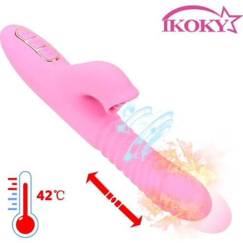7 Speed Dildo Vibrator Heating Licking Telescopic Rotating Clitoral Stimulator G-Spot Female Masturbator Sex Toys For Women