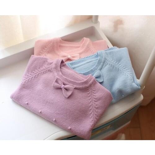 Spring Autumn Newborn Baby Clothing Fashion Girl Sweater Kids Knitted Sweaters Cute Bow Outerwear Infant Pullovers Age 0-2Y