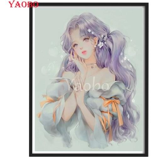 Japanese anime pretty girl Diamond Mosaic 5D DIY Diamond Painting Full Square Round 3D Embroidery Rhinestone Pictures Wall Decor
