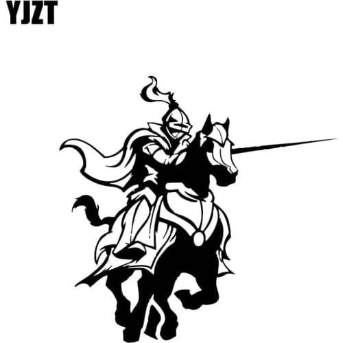 YJZT 13.2*12.2CM Brave Knight Fighting Rider Covering The Body Cool Warrior Decal Black/Silver Car Sticker Vinyl C20-1723