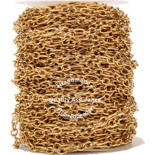 1M Stainless Steel 7mm Gold Rolo Cable Chains Round Wire Chic 3:1 Chain Fit for DIY Jewelry Making Supplies Wholesale Lots Bulk