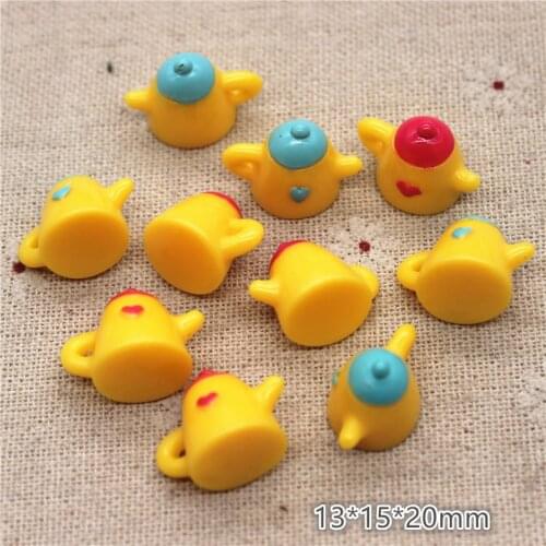 10pcs Mix Colorw Kawaii Resin 3D Love Heart Teapot Miniature Flatback Cabochon Art Supply DIY Craft Scrapbooking,13*15*20mm