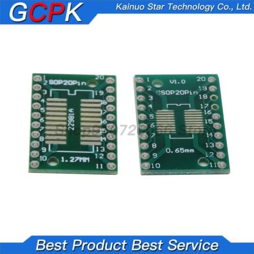 10PCS TSSOP20 SSOP20 SOP-20 SOP20 to DIP20 PCB Transfer Board DIP Pin Board Pitch Adapter