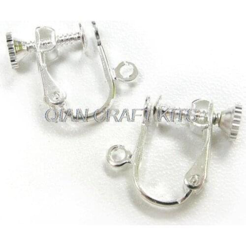 100sets Bright silver plated screw back clip earring findings setting made of copper brass sturdy comfortable