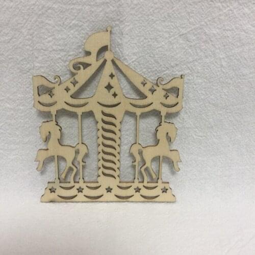 20pcs laser cut wood Carousel horses home decoration 100*80mm