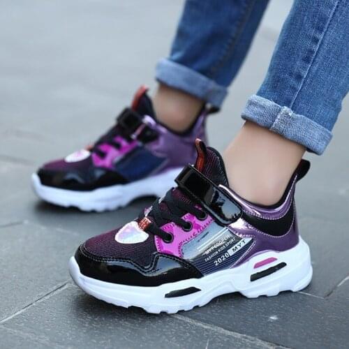 2020 Autumn Winter Kids Shoes For Girls Shoes Fashion Leather Waterproof Children Shoes Students Running Sneakers Plush Non-slip