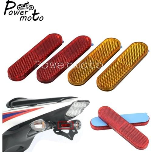 2x Front/Rear Motorcycle Rectangle Round Door Sticker Decal Warning Tape Reflective Strips Safety Reflector Warning Light Custom