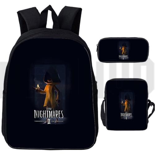 3D Little Nightmares 2 Backpack Boys Girls School Bag Children Funny Pencil case Travel Bag Men Women Rucksack Teen Shoulder Bag