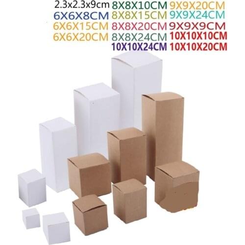 50pcs/lot 6*6 - 7*7 - 20cm 24cm Height Universal Cardpaper Electronic Lidstick Cosmetic Customize Rectangular Packing Boxes