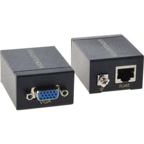 VGA Signal 60M Sender Extender Amplifier Converter Network RJ45 CAT-5E/6 Transmitter +Receiver Ethernet Cable Adapter for HDTV