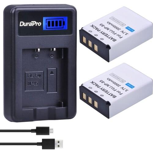 2PC 2000mAh NP-85 NP 85 Rechargeable Camera Battery +LCD USB Charger for Fujifilm NP-85 FinePix S1 SL240 SL260 SL280 SL300 SL305