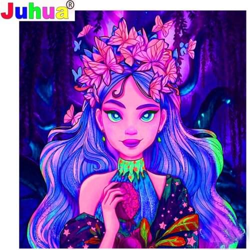 Diy full square/round drill diamond painting Blue Flower Girl 5d diamond mazayka embroidery Color women Home decor