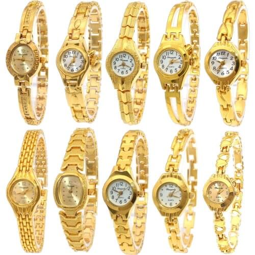New Fashion Watches Womens Hand Catenary Band Golden Luxury Quartz Wrist Watch Clock Hours 10pcs/lot