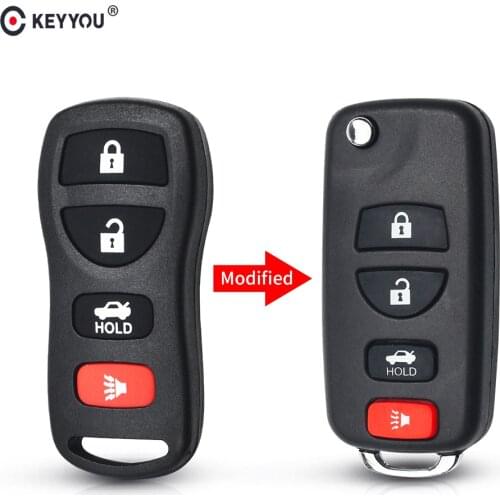 KEYYOU Remote Key Shell Case Folding Flip Fob For INFINITI G35 I35 350Z Nissan Sentra Altima Maxima 02-06 4 Button