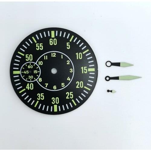 New Watch Part 38.5MM Green Luminous Dial And Hour Hands Fit ST36 ETA6497 Manual Winding Movement