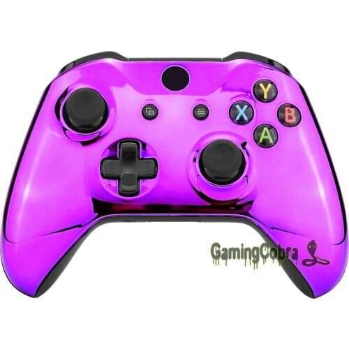 Chrome Purple Faceplate Cover Top Housing Shell Case Replacement Kit for Xbox One S for Xbox One X Controller (1708) #SXOFD05
