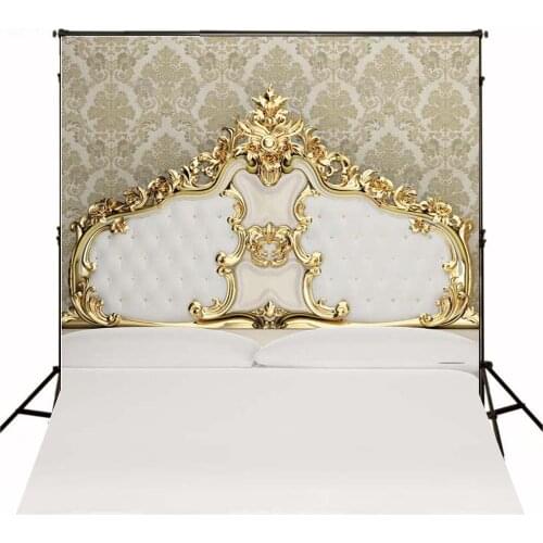 5*6.5ft European Flowers Printed Wall Newborn Baby Photography Backdrops White Bed Background for Photo Studio Kids Photos