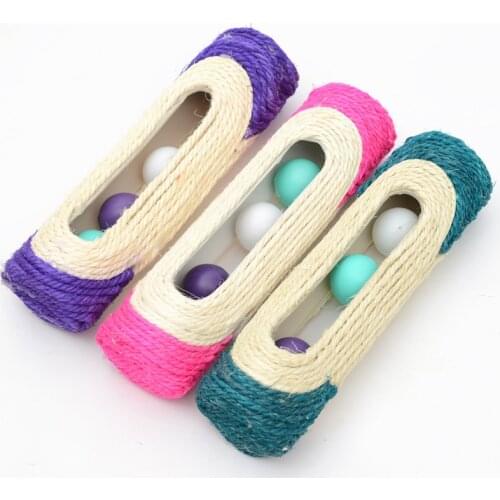 Pets Cat Toys Solid Durable Sisal Weaving Round Bucket Type Toys 3 Ball Interactive Entertainment Toy For Pet Cats 1pcs