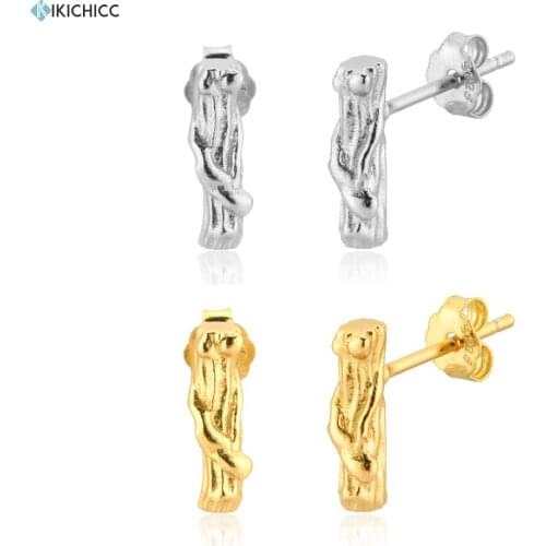 Kikichicc 925 Sterling Silver Irregular Geometric Trunk Stud Earring Women Rock Punk Jewelry 2020 Fashion Slim Women Jewelry