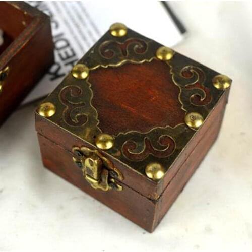 2Pcs Classical Wooden Jewelry Chest Box Treasure Storage Organizer Desk Decor
