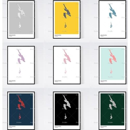 Koh Phi Phi, Thailand Map Nordic Retro Minimalism Painting Posters and Prints on Canvas Wall Art Modular Pictures Home Decor