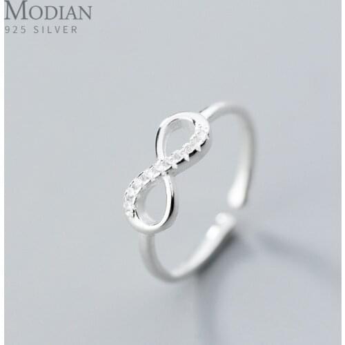 Modian Symbolize Love Mobius Sterling Silver 925 Infinite Love Ring for Women Free Size Ring Fine Jewelry Valentines Gift