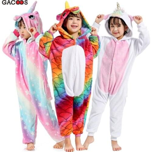 Unicorn Pajamas For Children Kigurumi Onesie Kids Winter Flannel Pijamas Boy Girl Sleepwear Jumpsuit Baby Costume Pyjamas Kids