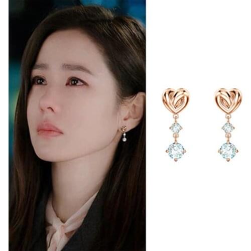 Korean Drama Crash Landing on You Fashion new creative design elegant love shape high quality Earrings