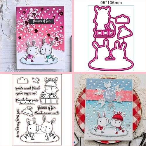 "Bunny" Metal Cutting Dies And Clear Stamp DIY Handicraft Embossing Paper Card Photo Album Making Handmade Template