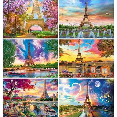 MomoArt Diamond Embroidery City 5D DIY Diamond Painting Tower Landscape Full Square Round Drill Wall Art Decorations