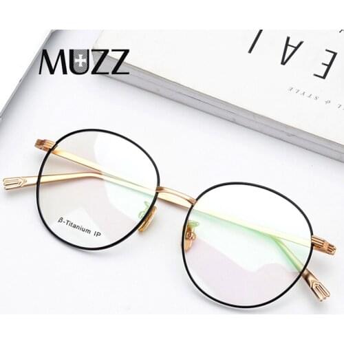 Pure Titanium Glasses Frame Men Vintage Round Myopia Optical Prescription Eyeglasses Frame New Women Female Retro Korean Eyewear