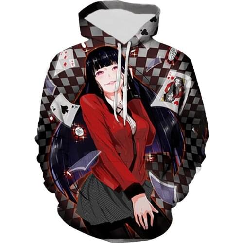 New Casual Hoodies Kakegurui Fashion Men Women Children 3D Printed Sweatshirt Streetwear Boy Girl Kids Cool Pullover Tops