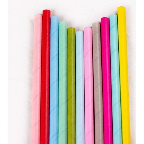 Festive Birthday Party Supplies Event Tableware Solid color Fruit Juice Disposable Paper Straw 100 pcs/lot