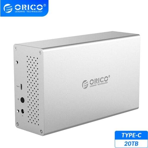 ORICO WS Series 3.5'' 2 Bay Type C HDD Docking Station Aluminum Support 20TB HDD Enclosure 5Gbps 12V Power UASP HDD Case