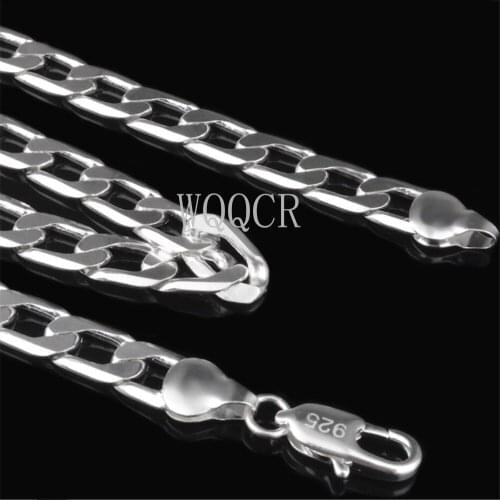 Wholesale 925 Sterling Silver 4MM Classic Flat Curb Necklace Mens Fashion High-End Charm Jewelry For Boys 16-30 Inches