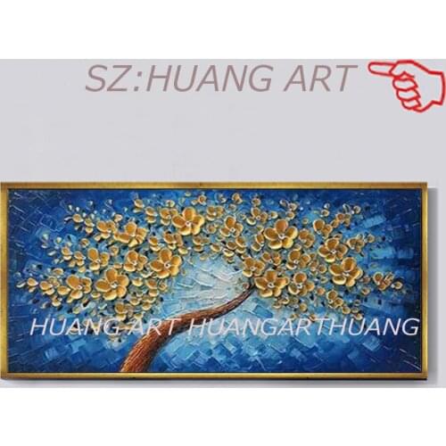 Unframed Handpainted Flower Tree Palette Thick Knife Oil Painting On Canvas Home Wall Decor For Living Room Artwork