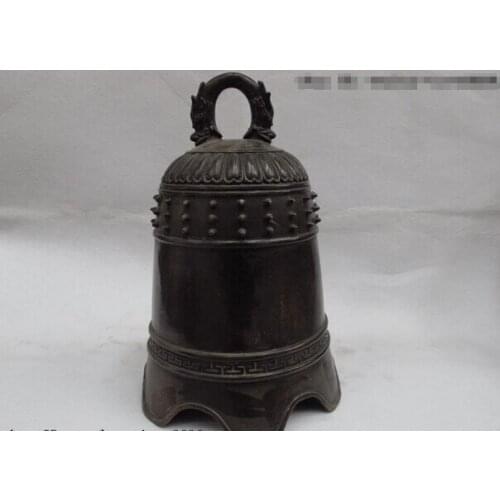 Song voge gem S0752 Tibet buddhism classical Folk Brass copper handwork Carved fengshui Dragon bell