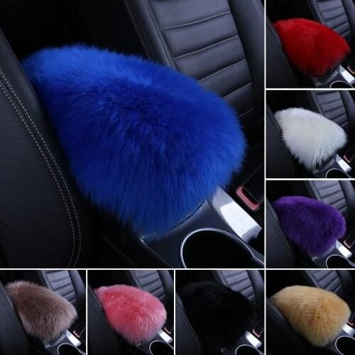 New Warm Fur Plush Car Armrest Automobile Central Console Armrest Box Cover Arm Rest Box Soft Cushion Universal Fitment