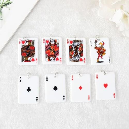 8 Pcs/Lot Resin Poker Charms Flatback Jewelry Findings Leisure Card Pendant Crafts For Earrings Keychain Diy Making