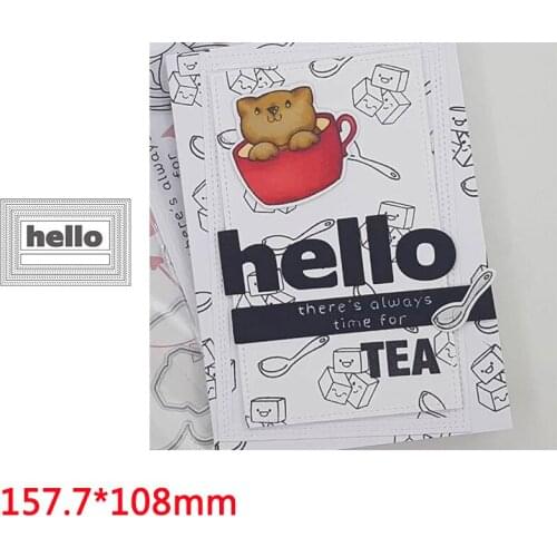 Word HELLO Rectangular Frame With Good Quality Metal Cutting Dies Scrapbooking Album Paper DIY Cards Craft Embossing Dies