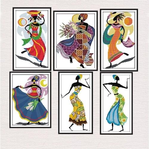 Joy Sunday African style beauty cross stitch kits Living room 14CT DMC Printed counted Chinese embroidery needlework decorations