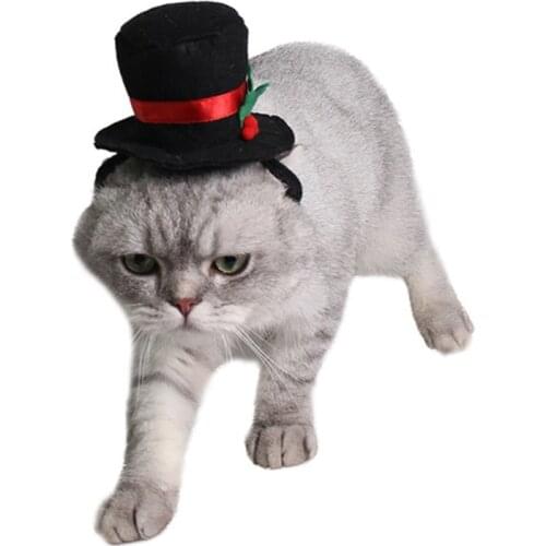 Pet Dog Hat Cap Headdress For Small Medium Dogs Cats Bow Ties Hats Pet Supplies Festival Costume Black Sequined Cylinder Top