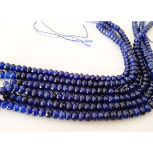 Loose beads deep blue roundel faceted 4*2mm for making jewelry necklace 14inch FPPJ wholesale
