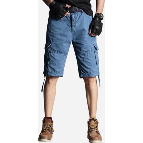 Men Summer Military Cargo Camouflage Shorts Cotton Trousers Fit Trip Casual Mens Short Pants Multi-Pocket Brand Shorts;ZA484