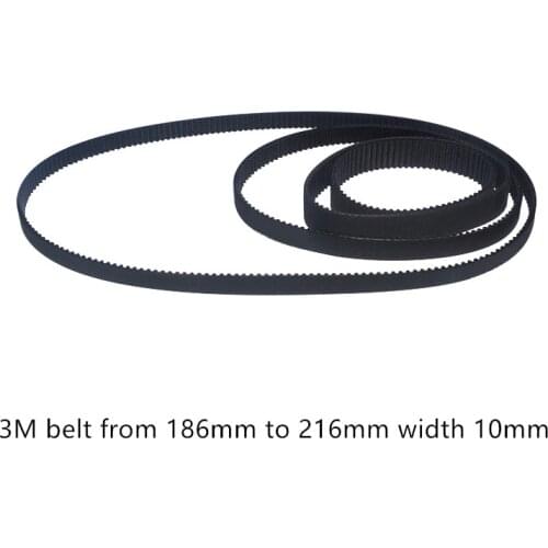 HTD 3M Timing belt length from 186mm to 216mm width 10mm Rubber HTD3M synchronous 186-3M 216-3M closed-loop