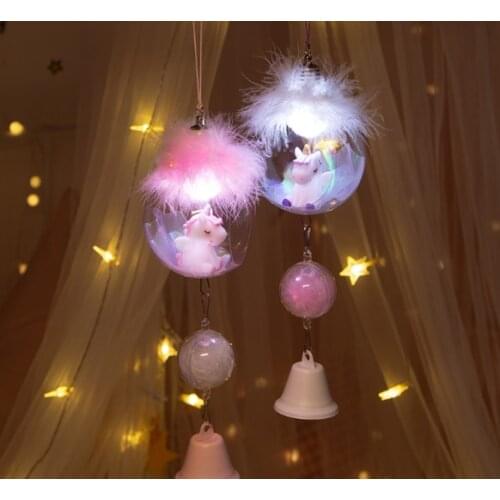 Bedroom small pure and fresh dream creative lovely girl heart adornment battery night light wind bell pendant J06